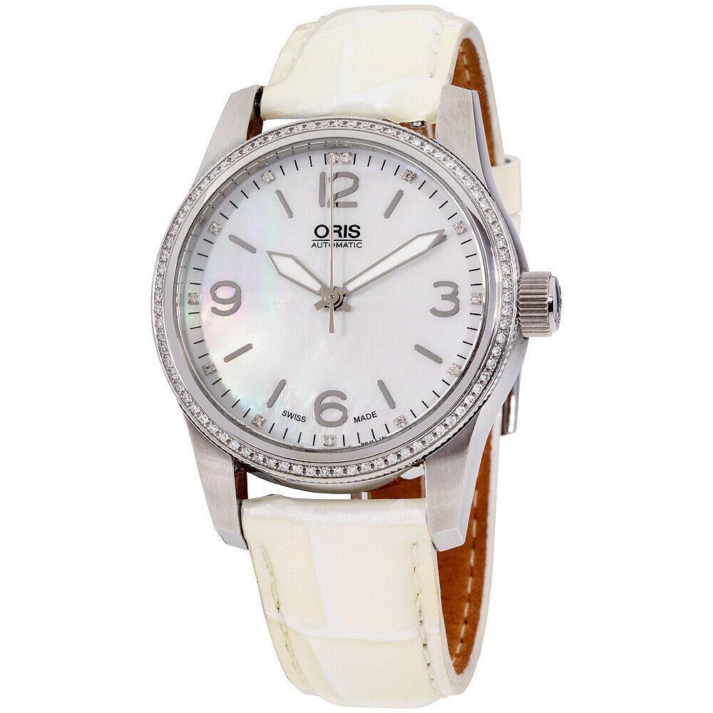 Oris Women&#39;s 73376494966LSWHT Big Crown White Leather Watch