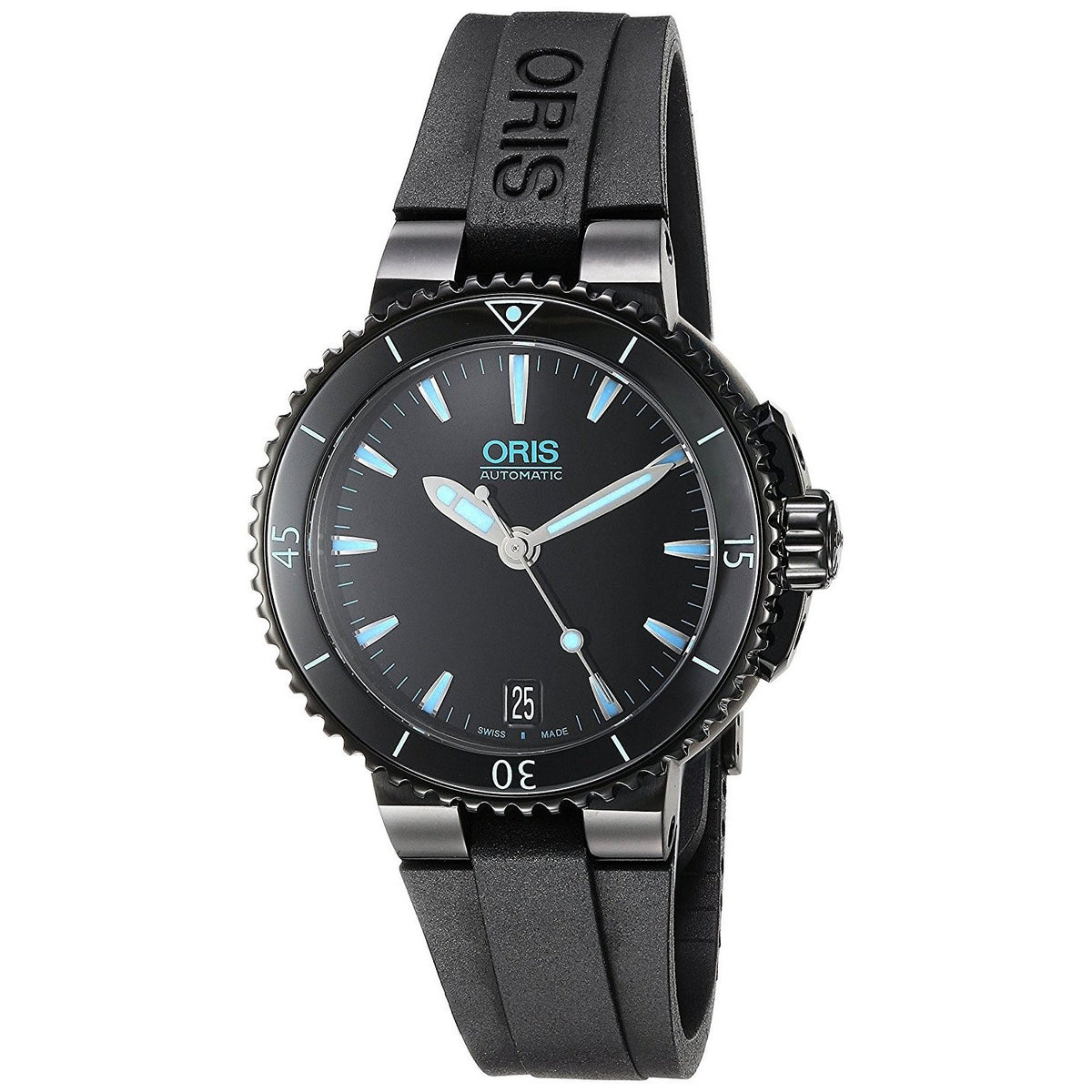 Oris Women&#39;s 73376524725RS Aquis Automatic Black Rubber Watch
