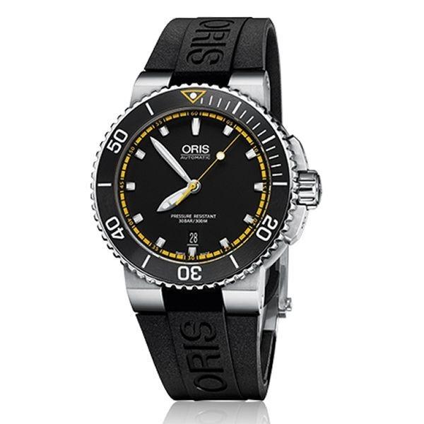 Oris Men&#39;s 73376534127RSBLK Aquis Black Silicone Watch