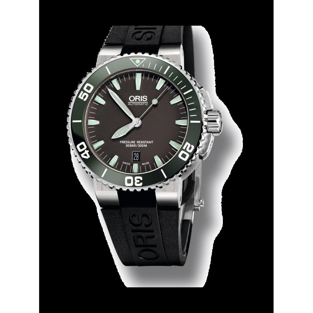 Oris Men's 73376534137RSBLK Aquis Black Silicone Watch