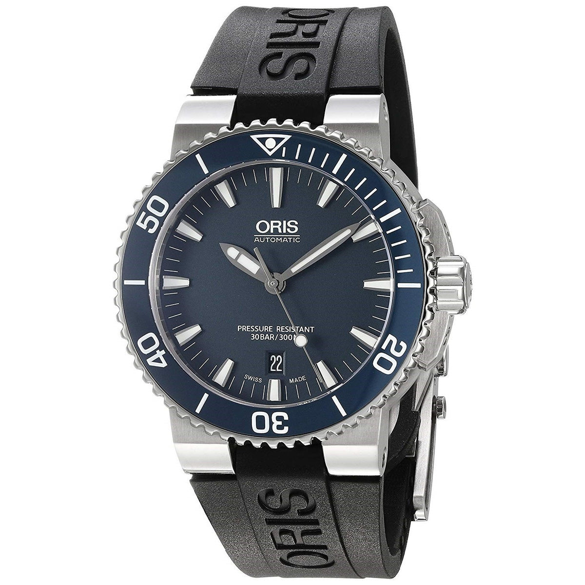 Oris Men&#39;s 73376534155RS Aquis Black Rubber Watch
