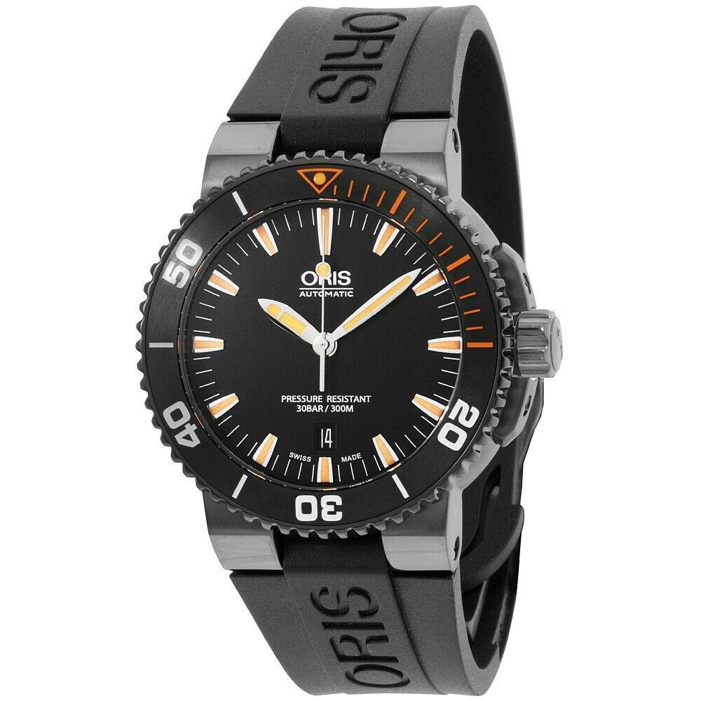 Oris Men&#39;s 73376534259RSBLK Aquis Black Silicone Watch