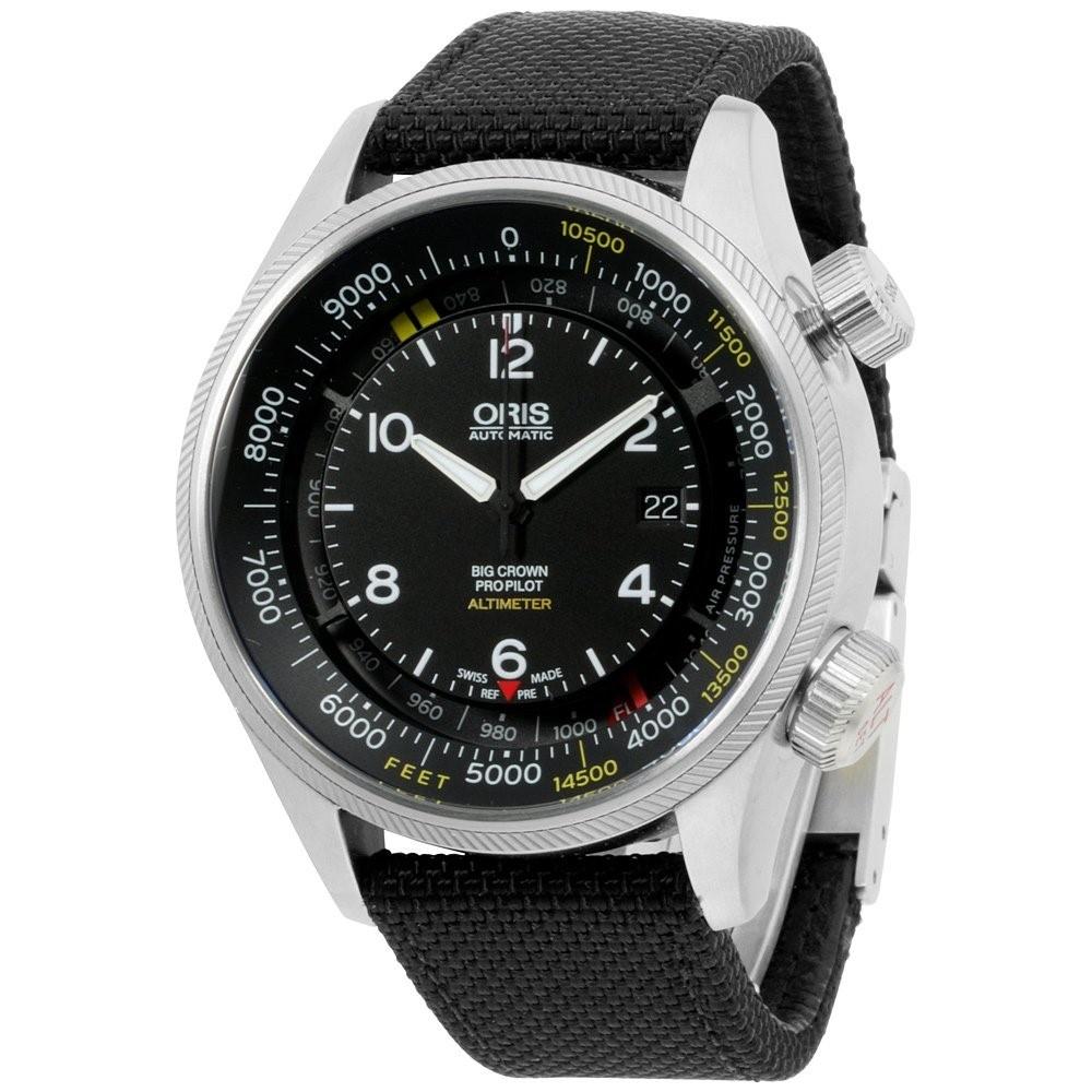 Oris Men's 73377054134TSBLK Big Crown Black Fabric Watch