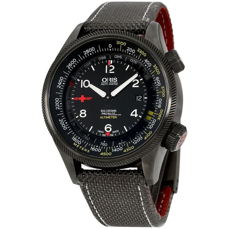 Oris Men's 73377054264TSGRY Big Crown ProPilot Altimeter Grey Canvas Watch
