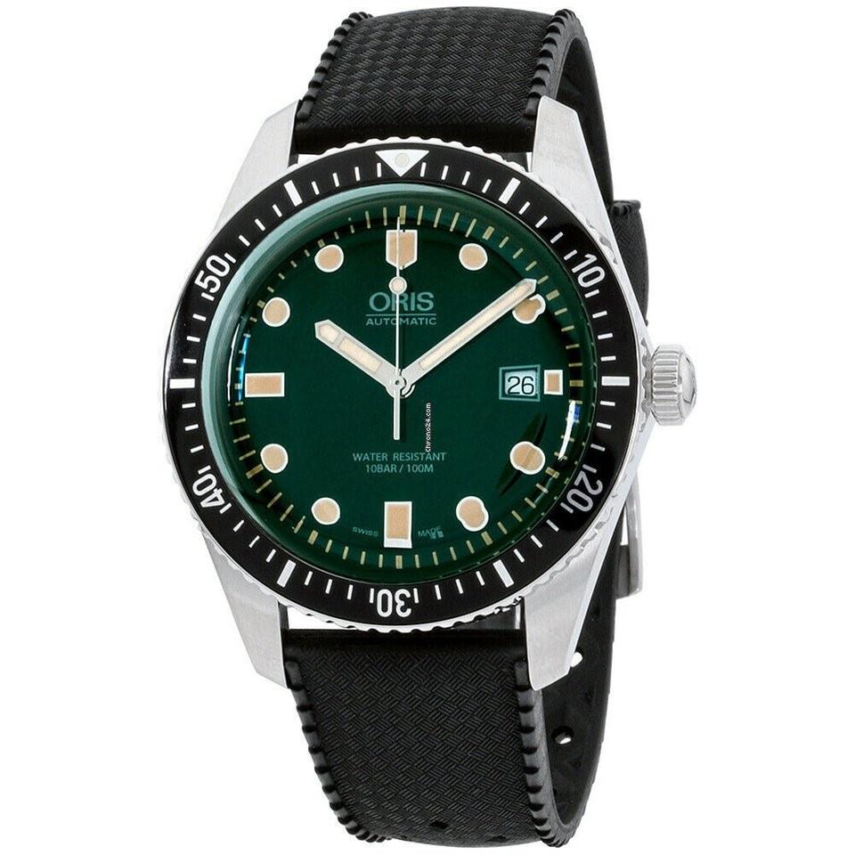 Oris Men&#39;s 73377204057RSBLK Divers Sixty-Five Black Silicone Watch