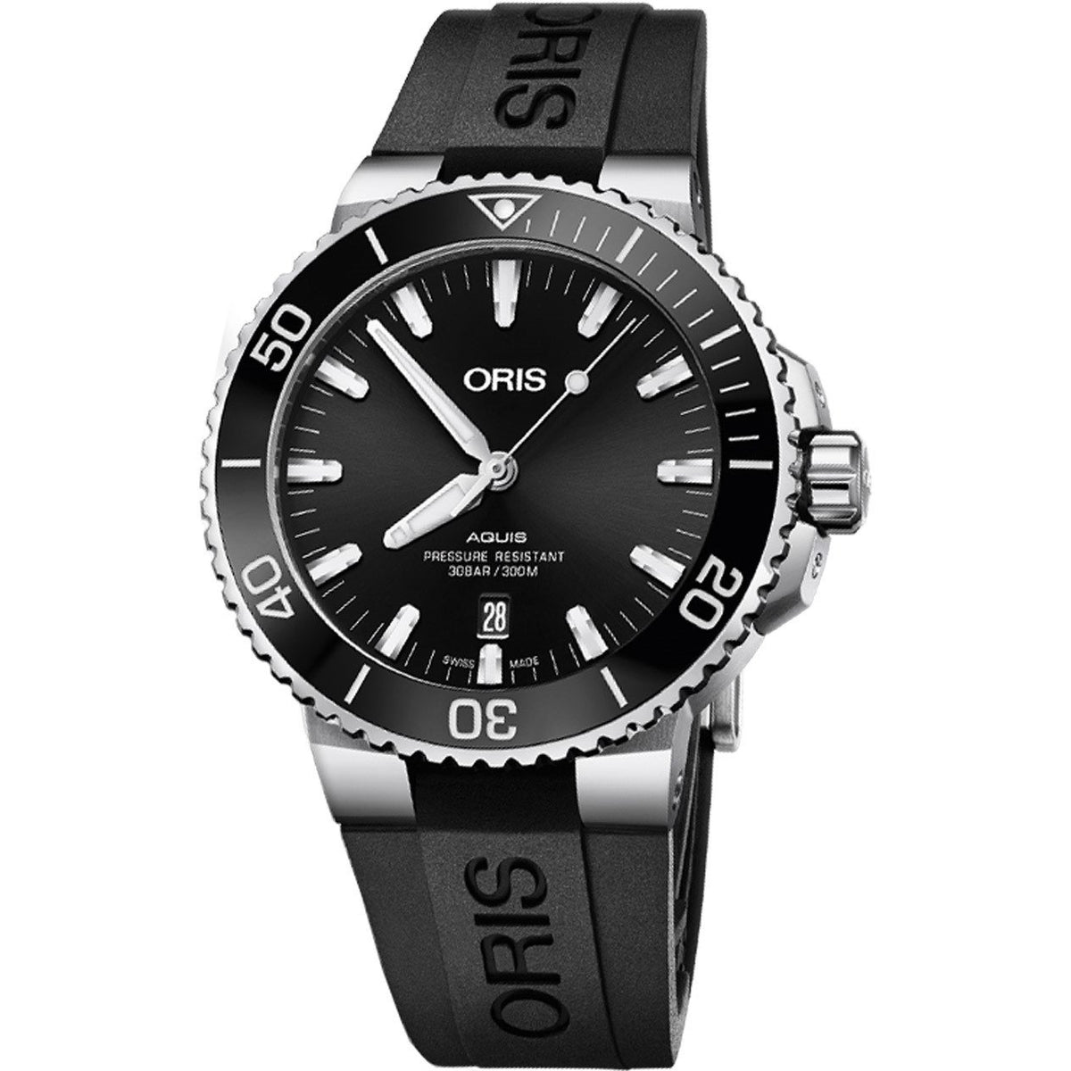 Oris Men's 73377304134RS Aquis Black Silicone Watch