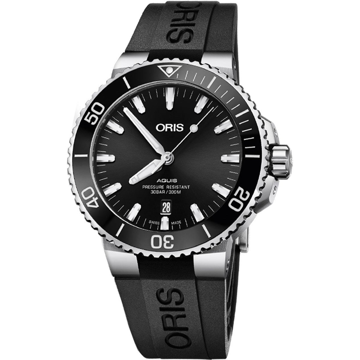 Oris Men&#39;s 73377304134RS Aquis Black Silicone Watch