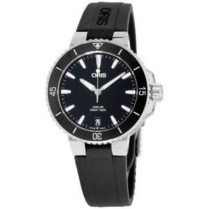 Oris Women&#39;s 73377314154RSBLK Aquis Black Silicone Watch