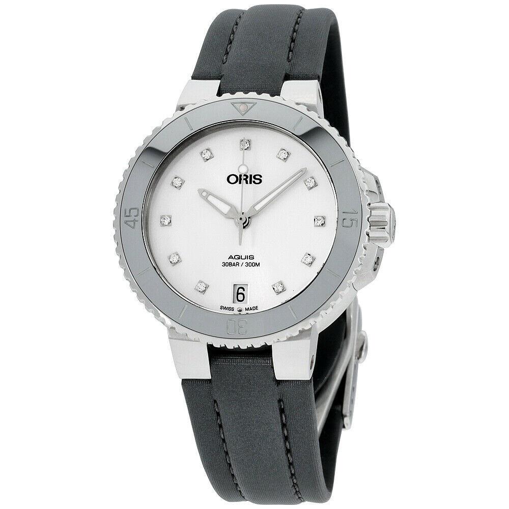 Oris Women's 73377314191TSGRY Aquis Grey Canvas Watch