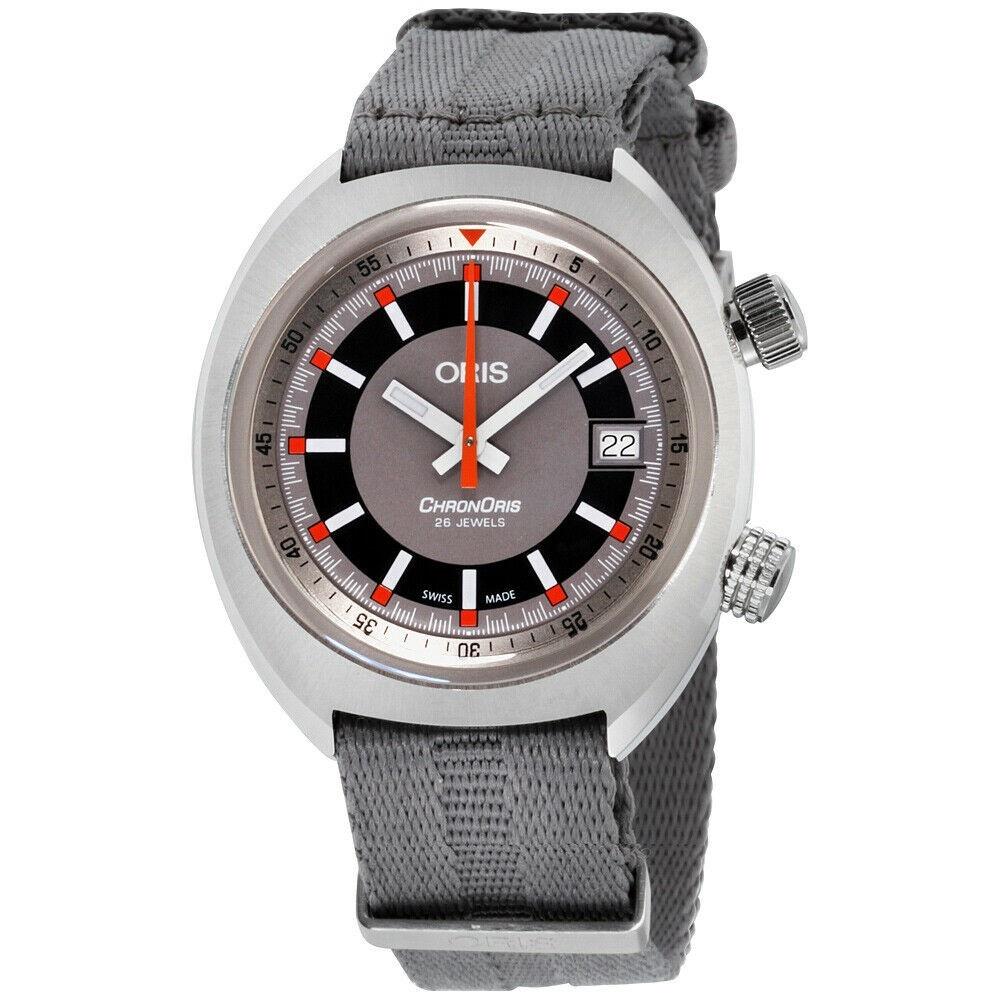 Oris Men's 73377374053TS Chronoris Grey Nylon Watch