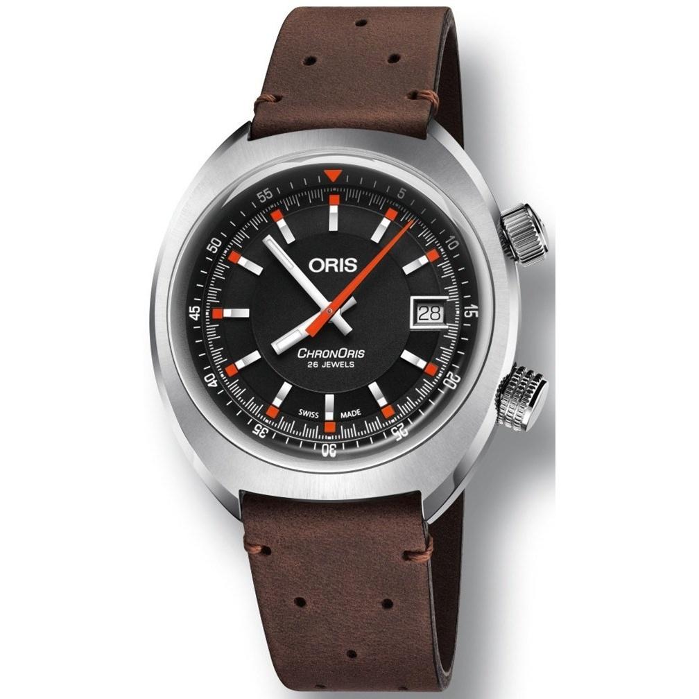 Oris Men's 73377374054LSBRN Chronoris Brown Leather Watch