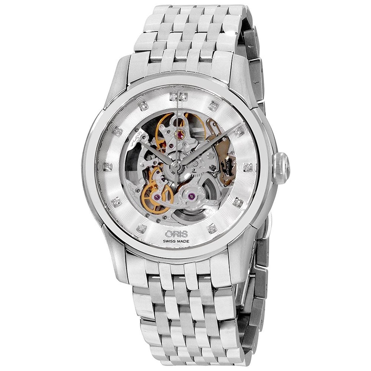 Oris Men&#39;s 73476704019MB Artelier Skeleton Diamond Automatic Stainless Steel Watch