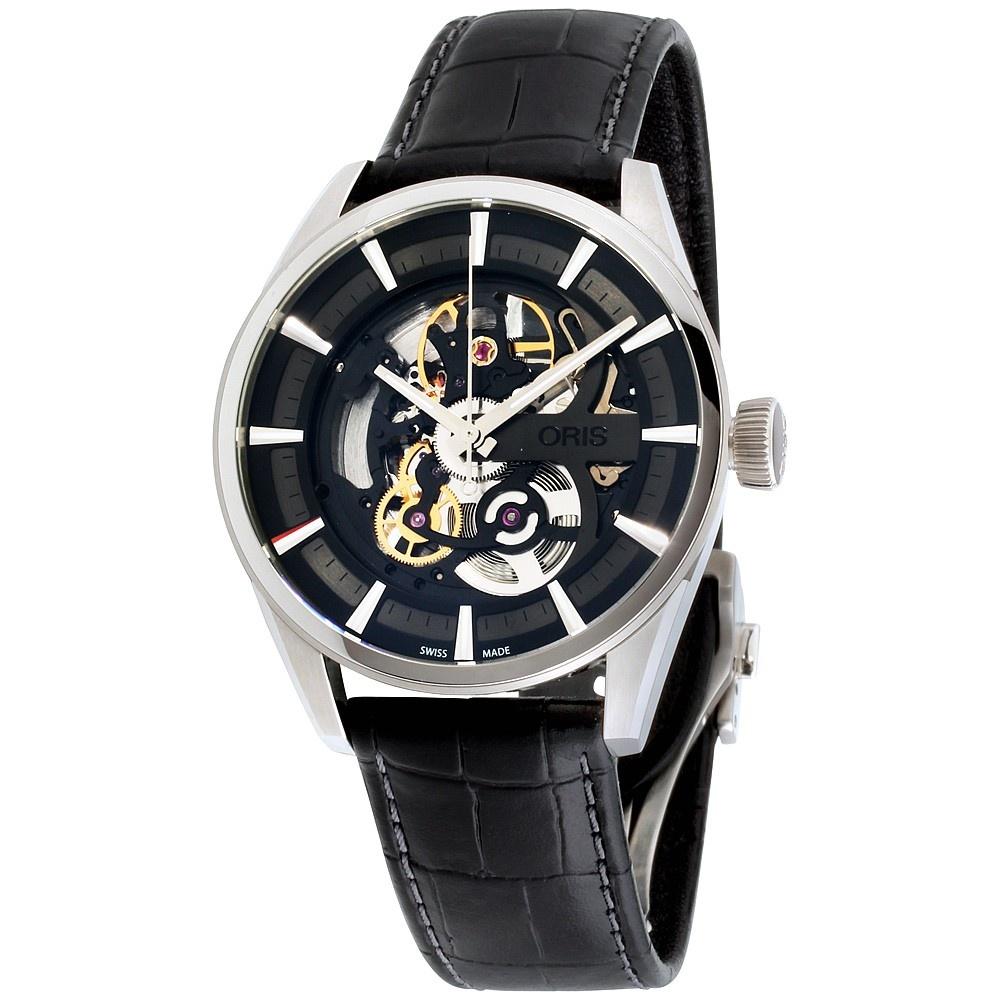 Oris Men's 73477144054LSBLK Artix Black Leather Watch