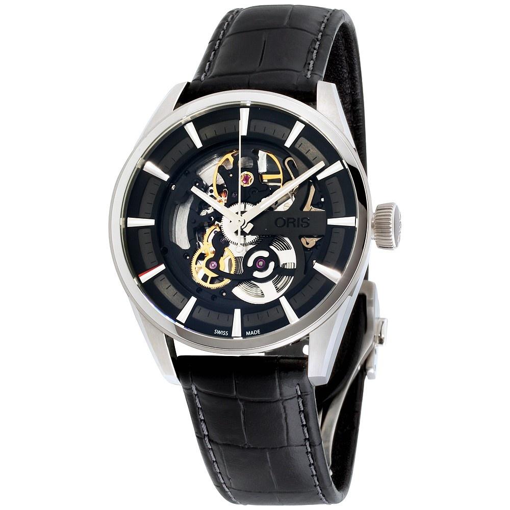Oris Men&#39;s 73477144054LSBLK Artix Black Leather Watch