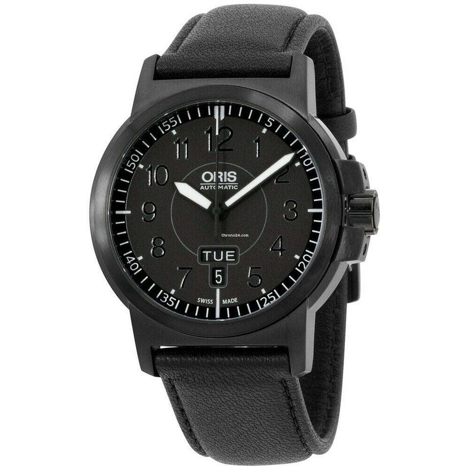 Oris Men&#39;s 73576414764LS BC3 Black Leather Watch