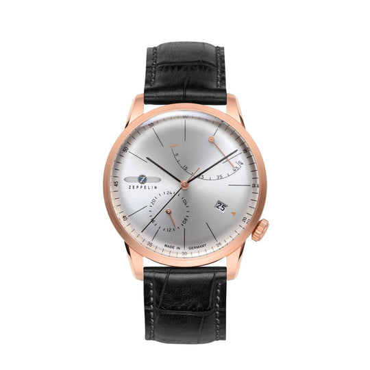 Zeppelin Men's 7368-4 Flatline Chronograph Black Leather Watch