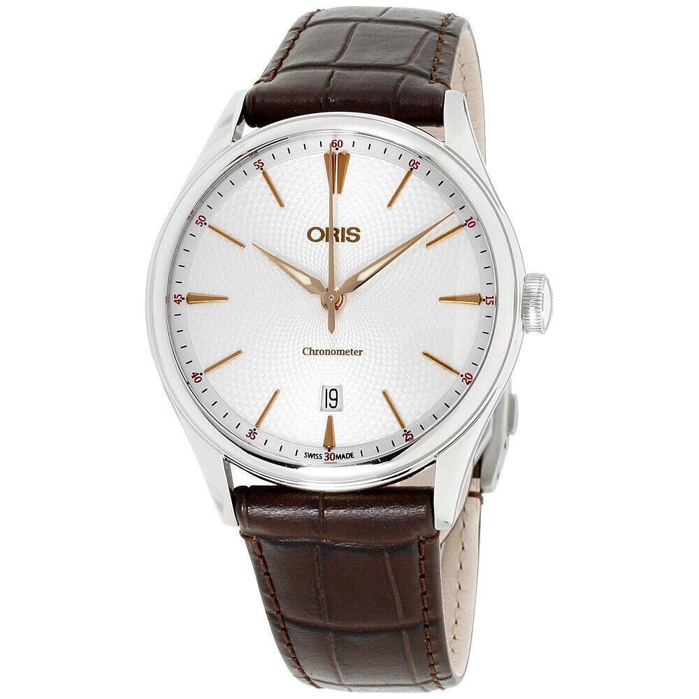 Oris Men&#39;s 73777214031LSBRN Artelier Chronometer Date Brown Leather Watch