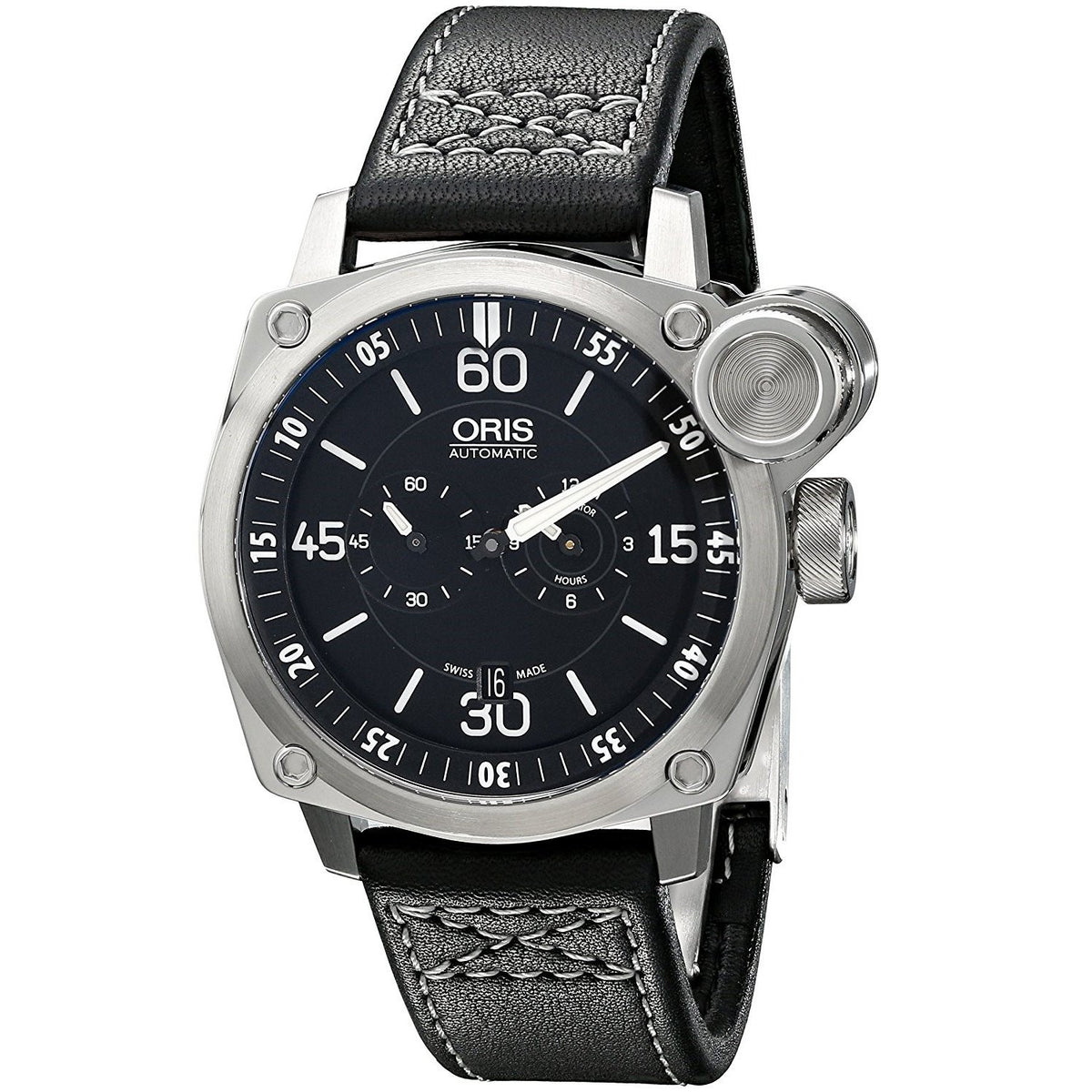 Oris Men&#39;s 74976324194LS BC4 Automatic Chronograph Black Leather Watch