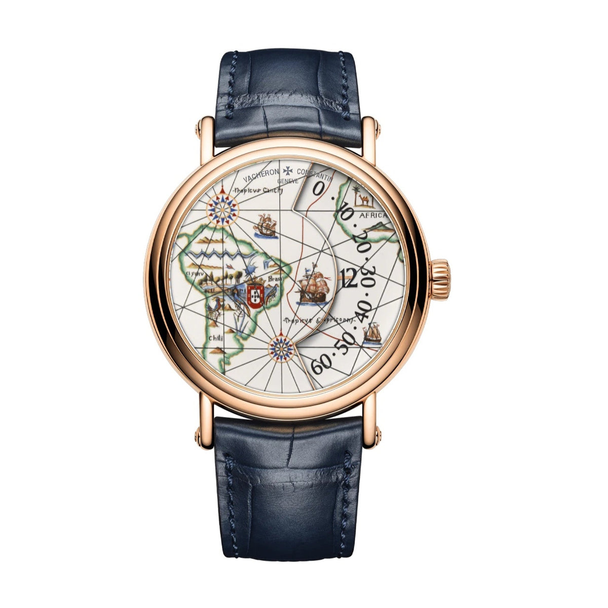 Vacheron Constantin Men's 7500U-000R-B689 Métiers d’Art Tribute to Great Explorers – Bartolomeu Dias Blue Leather Watch