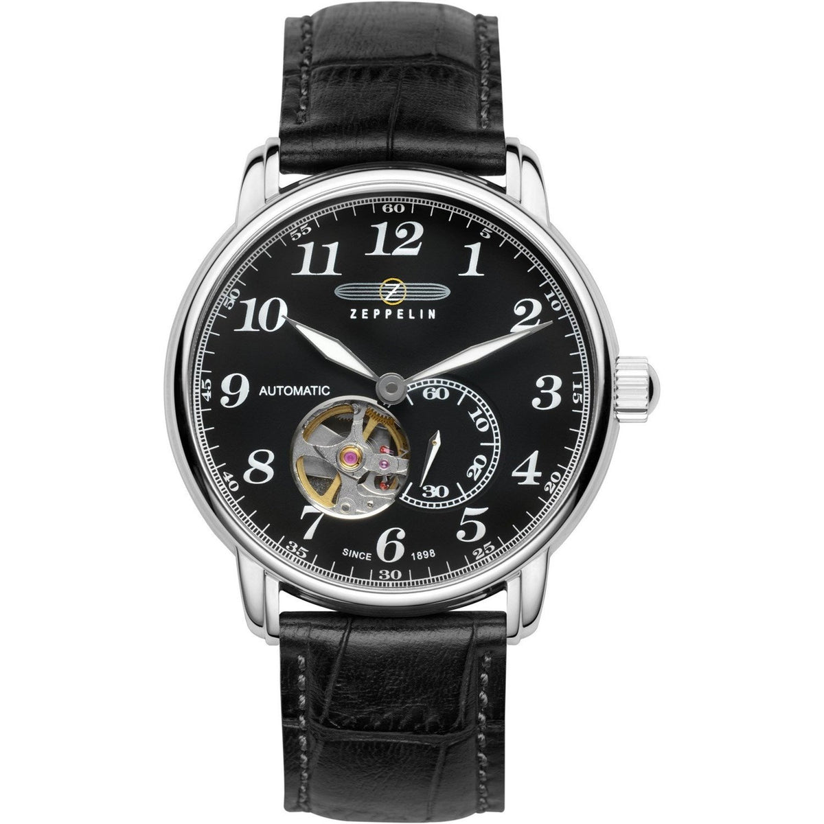 Zeppelin Men&#39;s 7666-2 Lz127 Graf Automatic Black Leather Watch