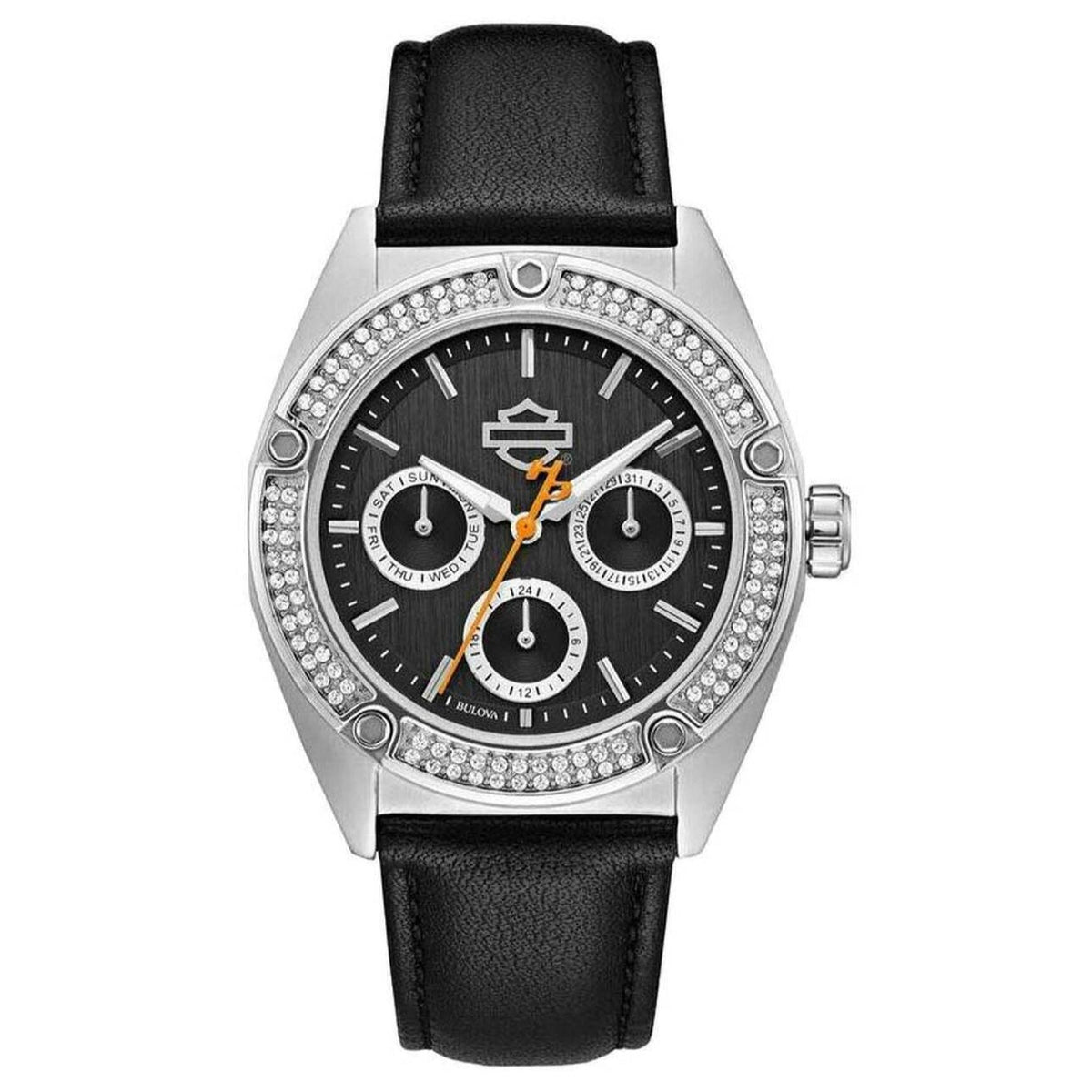 Bulova Harley-Davidson Women's 76N102 Harley-Davidson Black Leather Watch