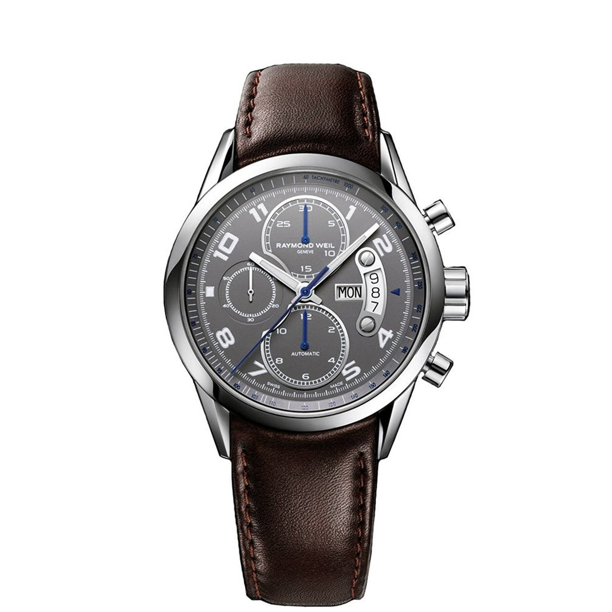 Raymond Weil Men&#39;s 7730-STC-05600 Freelancer Chronograph Automatic Brown Leather Watch