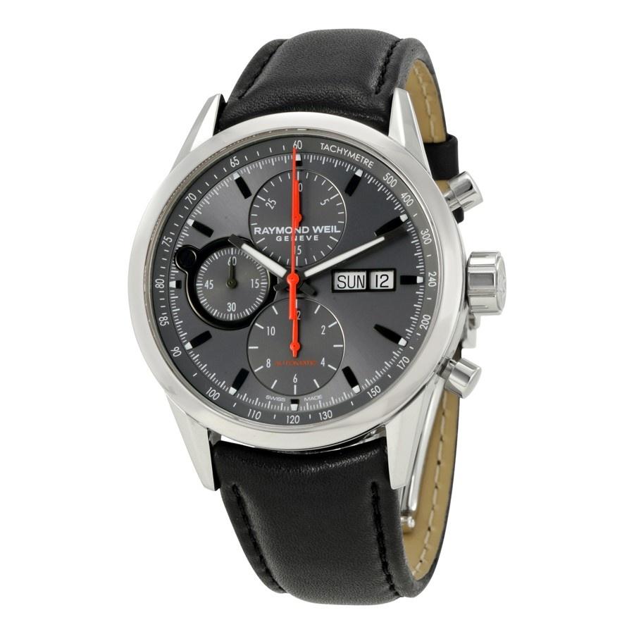 Raymond Weil Men&#39;s 7730-STC-60112 Freelancer Chronograph Automatic Black Leather Watch