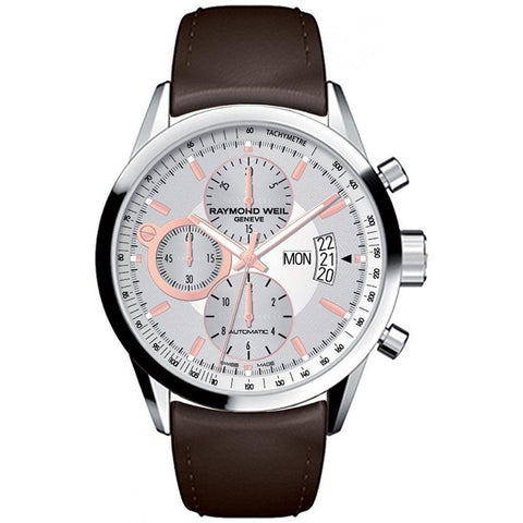 Raymond Weil Men's 7730-STC-65025 Freelancer Chronograph Automatic Brown Leather Watch