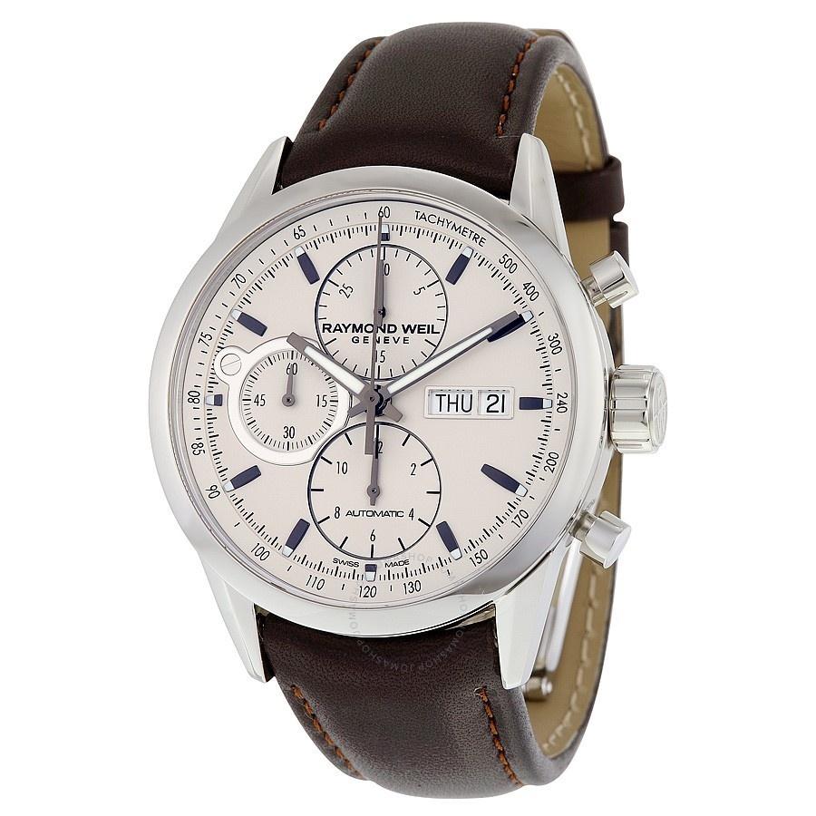 Raymond Weil Men&#39;s 7730-STC-65112 Freelancer Chronograph Automatic Brown Leather Watch