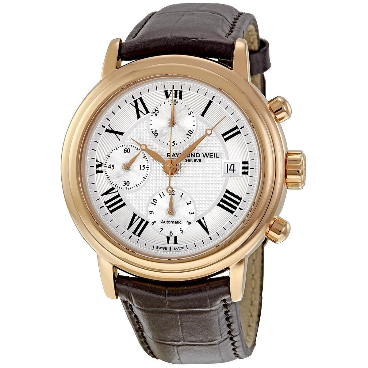Raymond Weil Men&#39;s 7737-PC5-00659 Maestro Chronograph Automatic Brown Leather Watch