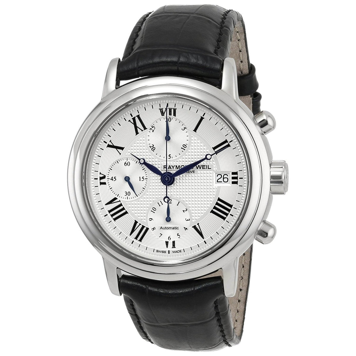 Raymond Weil Men&#39;s 7737-STC-00659 Maestro Chronograph Automatic Black Leather Watch