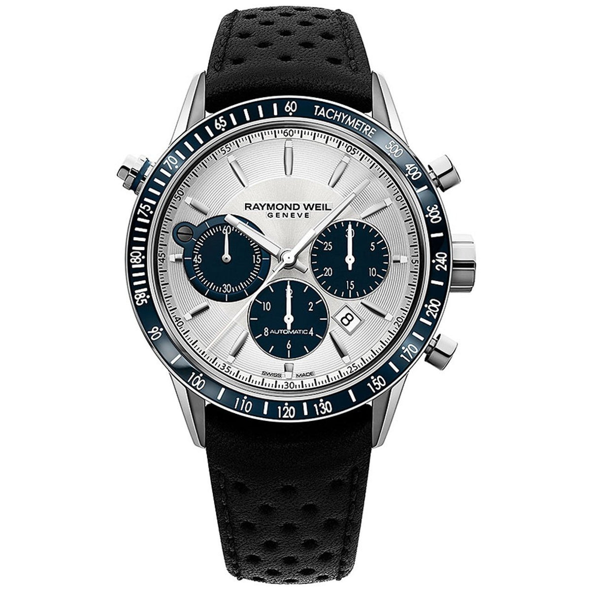 Raymond Weil Men&#39;s 7740-SC3-65521 Freelancer Chronograph Automatic Black Leather Watch