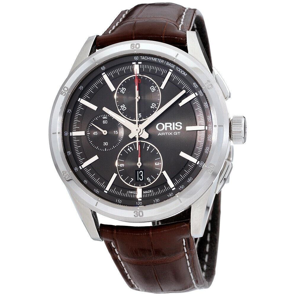 Oris Men&#39;s 77477504153LSBRN Artix GT Chronograph Brown Leather Watch