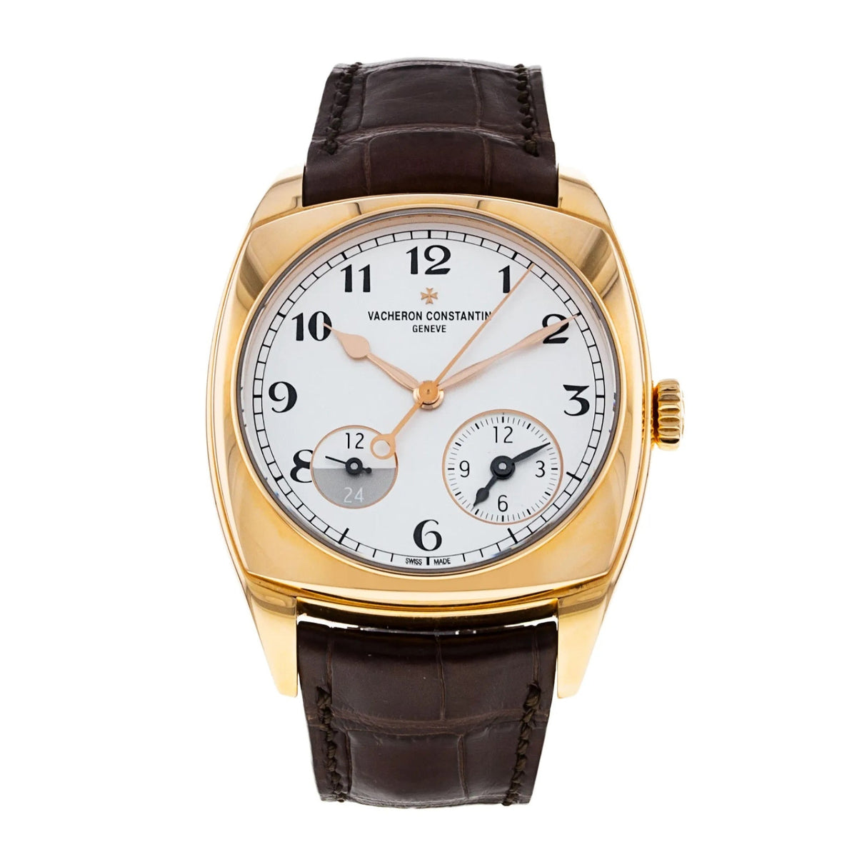 Vacheron Constantin Men's 7800S-000R-B140 Harmony Dual Time Chronograph Brown Leather Watch