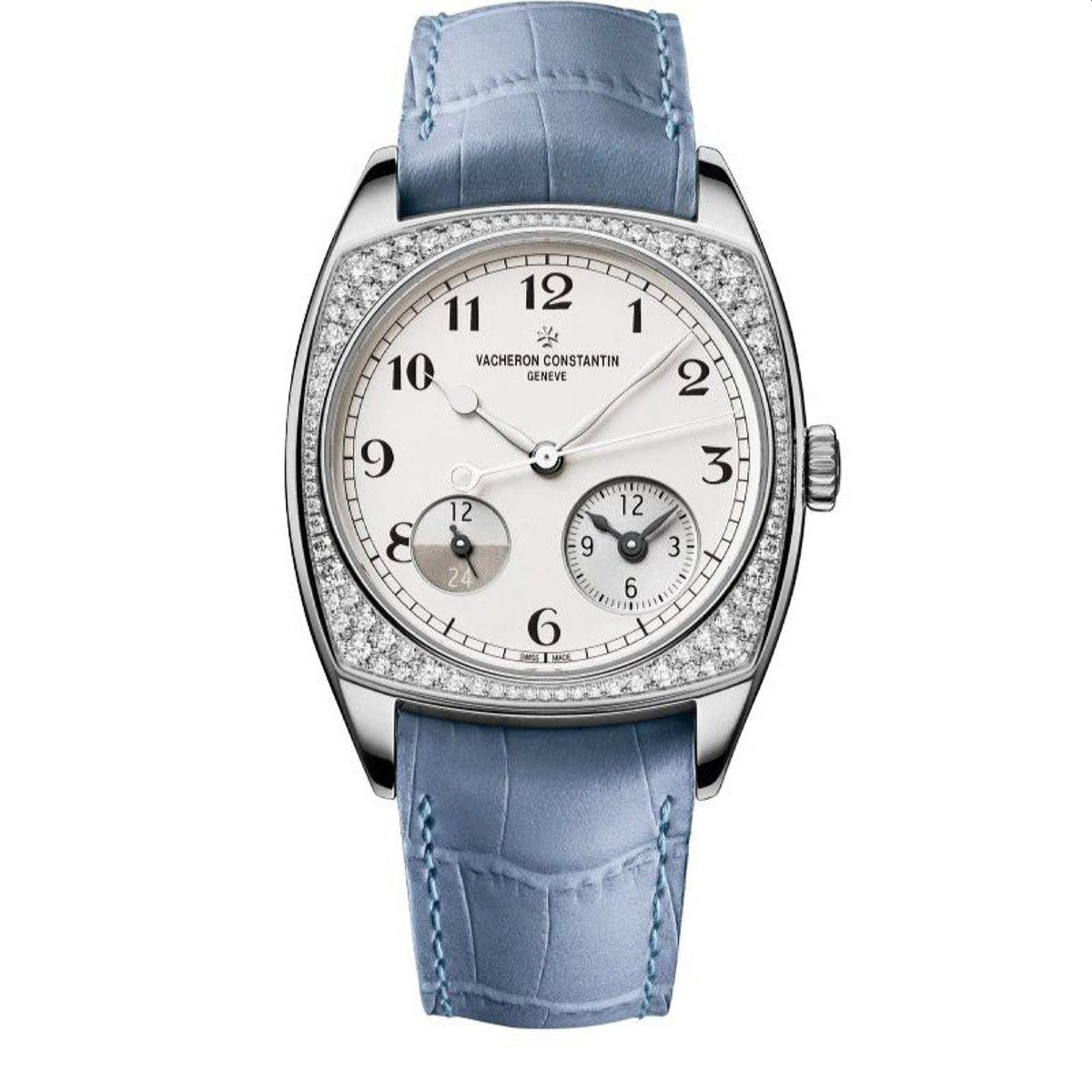 Vacheron Constantin Men's 7805S-000G-B155 Harmony Dual Time Chronograph Blue Leather Watch
