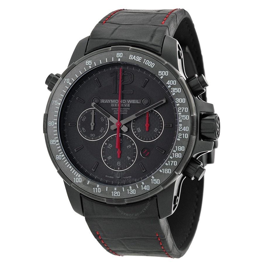 Raymond Weil Men's 7850-BSF-05207 Nabucco Chronograph Automatic Black Leather Watch