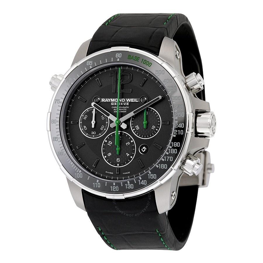 Raymond Weil Men&#39;s 7850-TIR-05217 Nabucco Chronograph Automatic Black Leather Watch