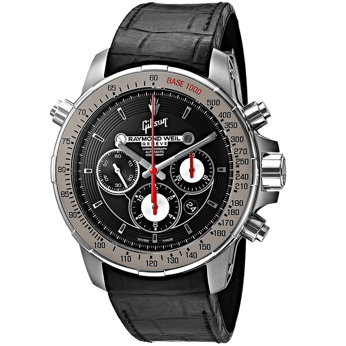 Raymond Weil Men&#39;s 7850-TIR-GIBS1 Nabucco Gibs1 Chronograph Automatic Black Leather Watch