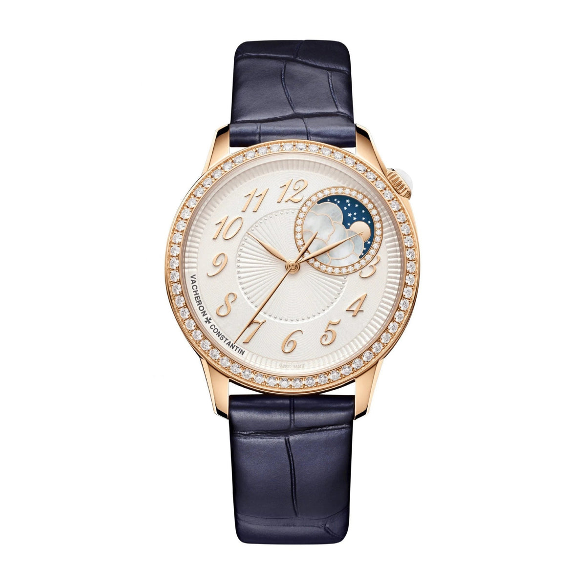Vacheron Constantin Men's 8005F-000R-B498 Egerie Moonphase Blue Leather Watch