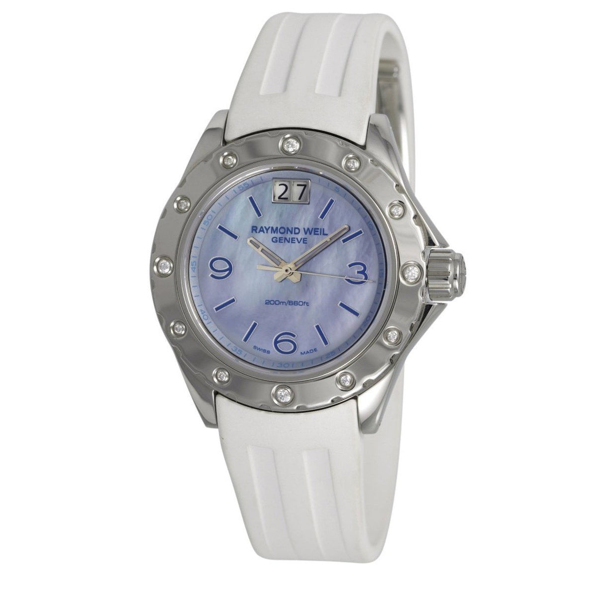 Raymond Weil Women&#39;s 8170-SR3-05997 Spirit Diamond White Rubber Watch