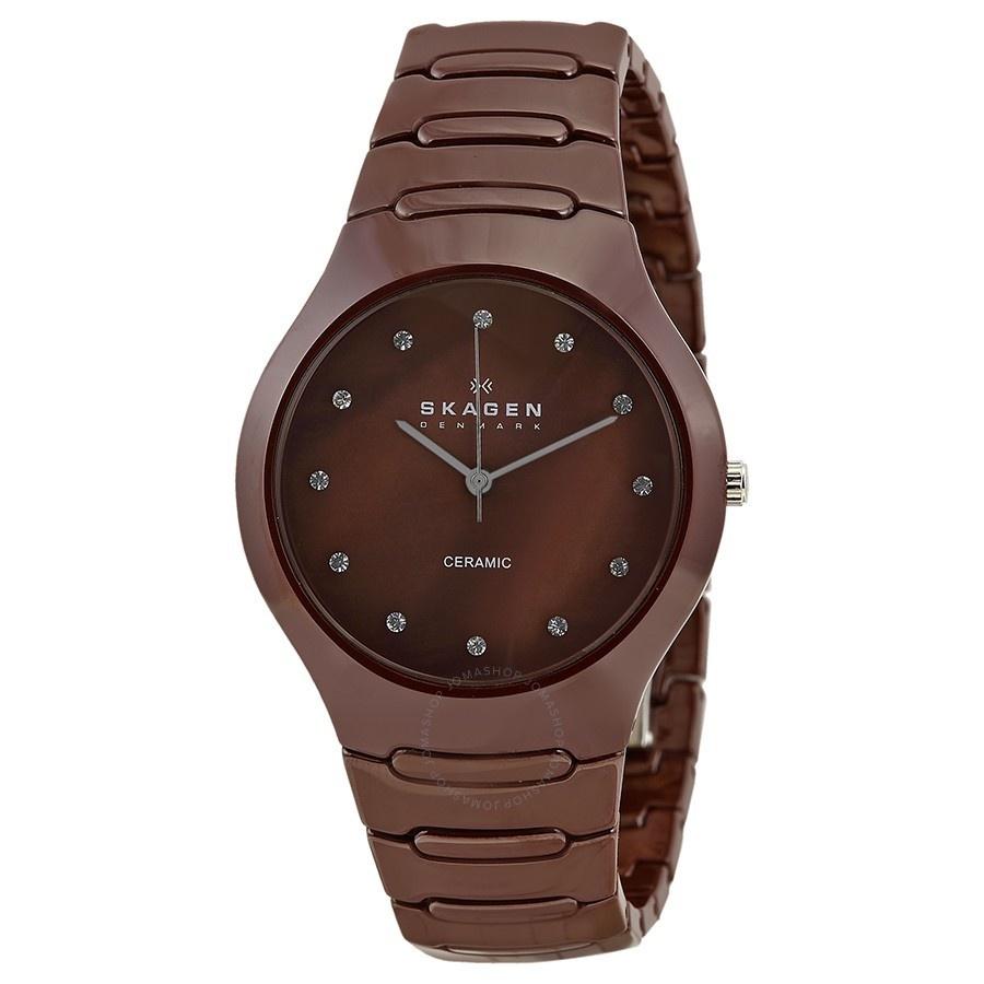 Skagen Women's 817SDXC Classic Crystal Brown Ceramic Watch