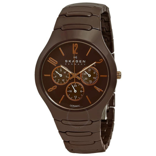 Skagen Men's 817SXDC1 Multi-Function Brown Ceramic Watch