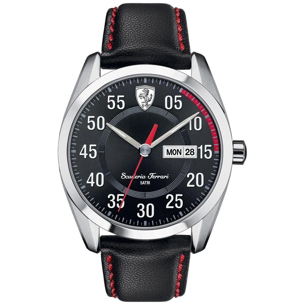 Ferrari Men&#39;s 830173 Scuderia Black Leather Watch