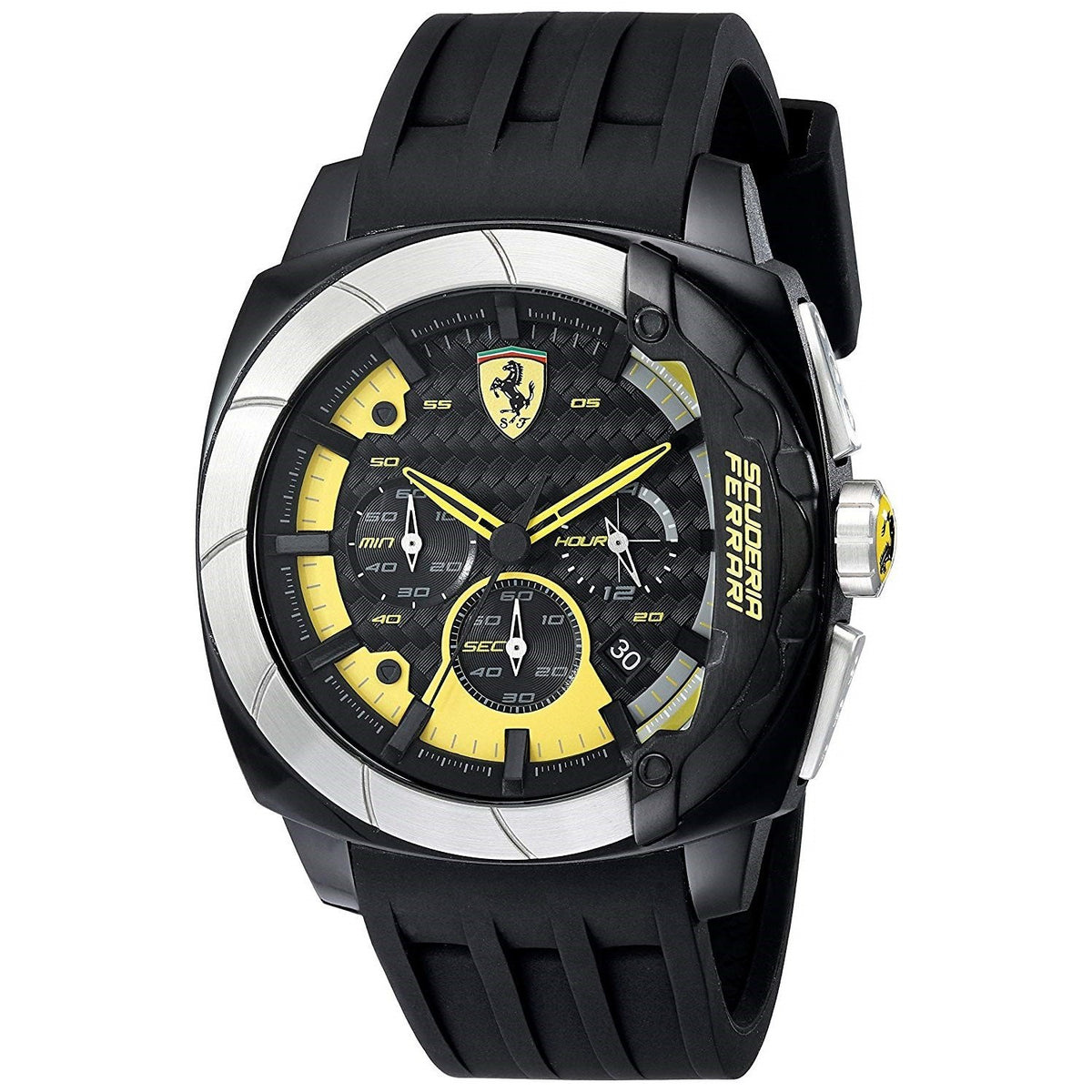 Ferrari Men&#39;s 830206 Scuderia Aerodinamico Chronograph Black Silicone Watch