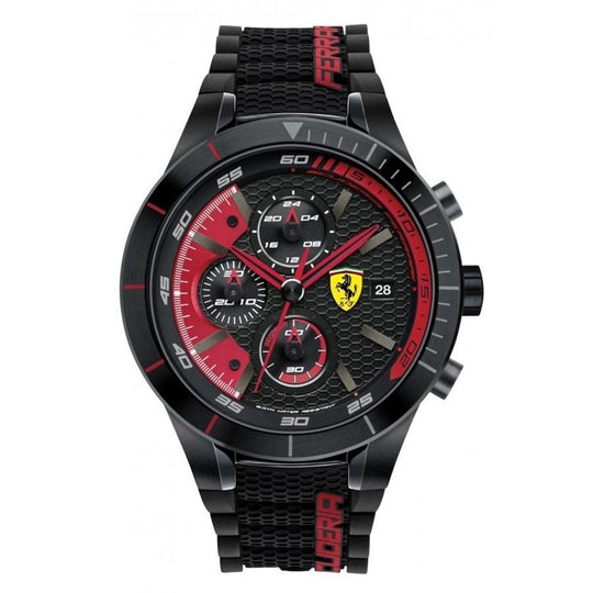 Ferrari Men's 830260 Red Rev Evo Chronograph Black Silicone Watch