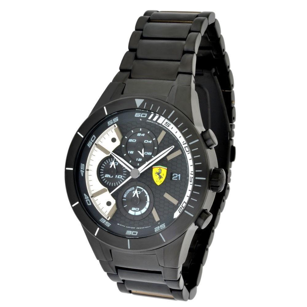 Ferrari Men&#39;s 830267 RedRev Evo Chronograph Black Rubber Watch