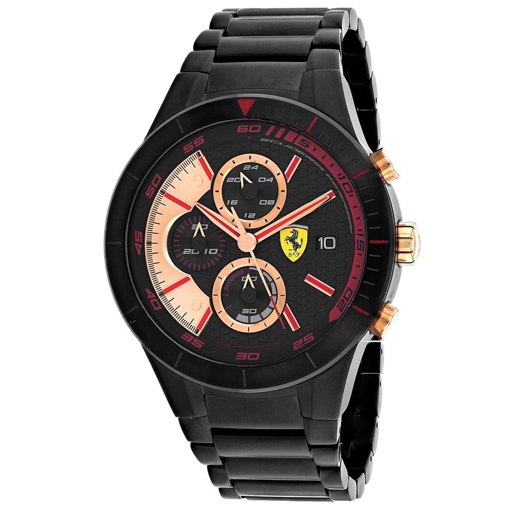Ferrari Men&#39;s 830305 Red Rev Evo Chronograph Black Silicone Watch