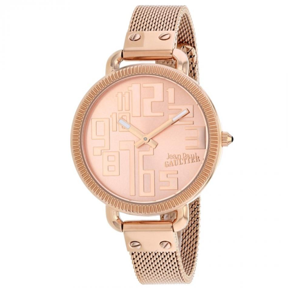 Jean Paul Gaultier Women's 8504308 Index Rose Gold-Tone Stainless Steel Mesh Watch