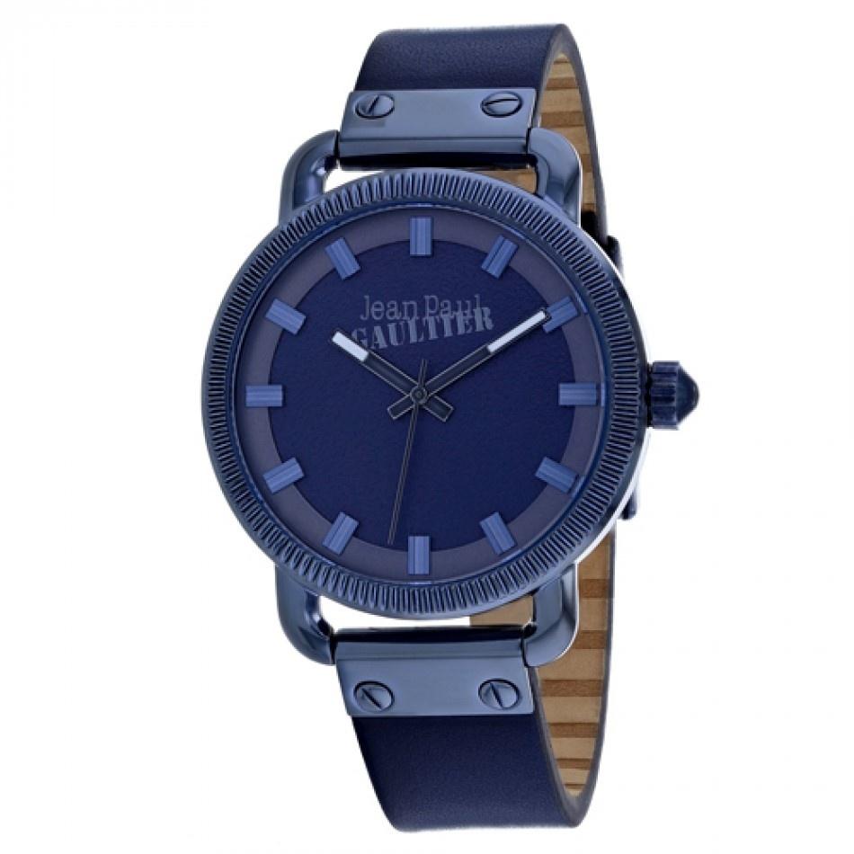 Jean Paul Gaultier Men&#39;s 8504408 Index Blue Leather Watch