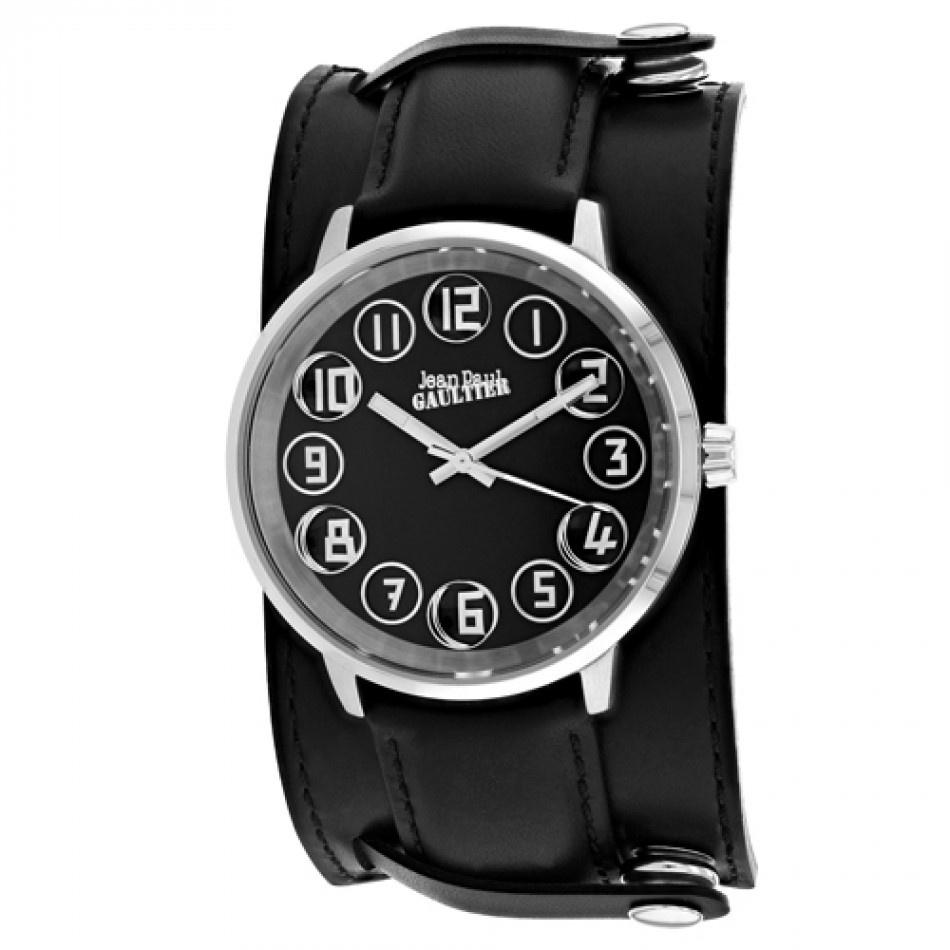 Jean Paul Gaultier Men&#39;s 8504701 Decroche Black Leather Watch